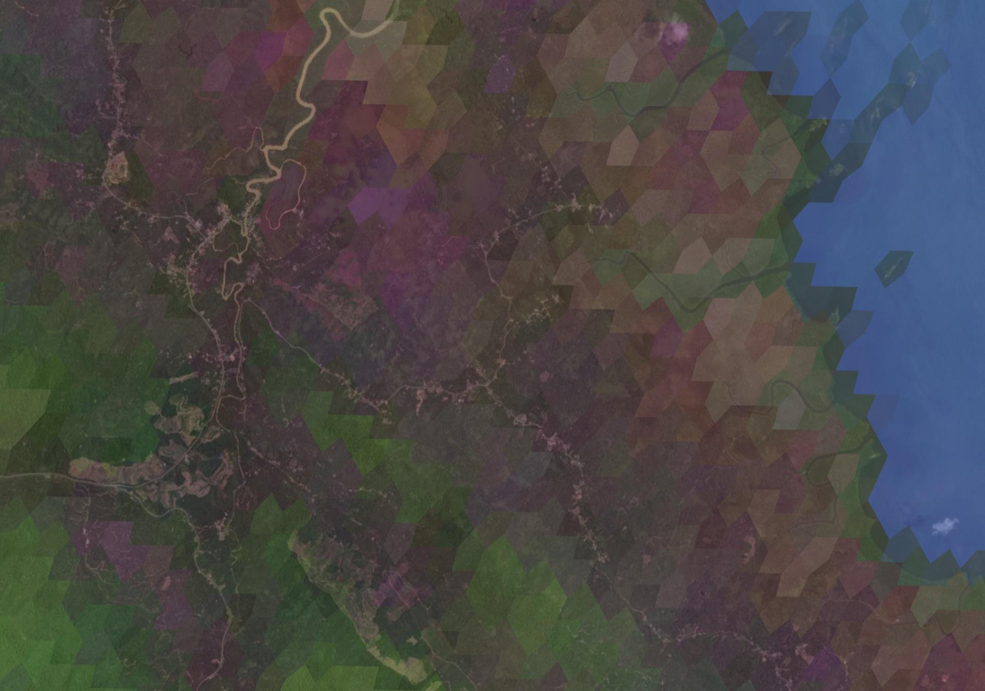 Foundation model embeddings across forest and coastal land use change gradients.